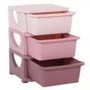 HOMCOM 3 Drawers Plastic Storage Units, 3 Tier Kids Storage Units, Children Toy Chest for Nursery, Playroom, Bedroom, Pink image 0