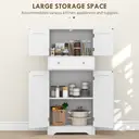 HOMCOM Kitchen Cupboard, Freestanding Modern Kitchen Storage Cabinet with 4 Doors, Drawer and Adjustable Shelf, White image 4