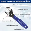 WORKPRO 150 mm Adjustable Wrench Adjustable Metric Spanner Made of Cr-V Steel and Soft Bi-Material Handle image 1