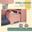 HOMCOM Kids Bookshelf with Storage Drawer, Children's Bookcase with Wheels, Toy Organiser for Bedroom, Playroom - Pink image 2