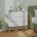 HOMCOM Chest of Drawers, 3-Drawer Storage Organiser Unit with Wood Legs for Bedroom, Living Room, White image 1