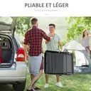 Outsunny Chaise longue pliable bain de soleil transat de relaxation dossier inclinable 5 niveaux tétière amovible pochette latérale intégrée revêtement textilène acier dim. 189x58x30cm gris image 5