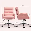HOMCOM Home Office Chair, Upholstered Sherpa Fleece Desk Chair with Height Adjustable, Tilt Function and 360° Swivel Wheels for Home Office and Study Room, Pink image 2