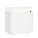 JOYFURNOS Grand Panier à Linge en Bambou, Panier à Linge Pliable à 3 Compartiments avec Couvercle, Sac Intérieur Amovible, Blanc image 0