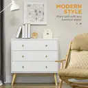 HOMCOM Chest of Drawers, 3-Drawer Storage Organiser Unit with Wood Legs for Bedroom, Living Room, White image 3