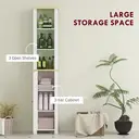 kleankin Slim Bathroom Storage Unit with Open Compartment, Bathroom Storage Cabinet with Adjustable Shelf, 34 x 23 x 165 cm, White image 3