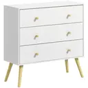 HOMCOM Chest of Drawers, 3-Drawer Storage Organiser Unit with Wood Legs for Bedroom, Living Room, White image 0