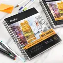 Ohuhu Mixed Media Sketchbook 10×7.6" (25.4×19.3cm) Portrait Format - 200gsm Spiral Bound, 124 Pages (62 Sheets) Acid-Free Paper for Watercolour, Acrylic, Pencils & Pastels, Wet & Dry Media image 6