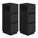 Ochama x SONGMICS Set of 2 Narrow Side Tables, Slim End Table with 2 Drawers, 1 Open Compartment, for Living Room, Bedroom, Black image 0