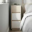 Ochama Set of 2 Narrow Side Tables, Slim End Table with 2 Drawers, 1 Open Compartment, for Living Room, Bedroom, Natural Beige image 4