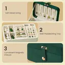 SONGMICSHOME  Portable Jewelry Box, Travel Jewelry Case, 2-Layer Jewelry Organizer, for Larger Accessories, PU Surface, Gift, Green image 5