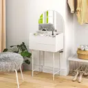 HOMCOM Modern Dressing Table with Arched Mirror, Makeup Table with 3 Drawers, Compact Vanity Desk for Bedroom, Small Spaces, 60 x 42.5 x 131 cm, White image 8