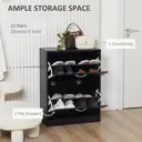 HOMCOM 2 Drawer Shoe Cabinet, Narrow Shoe Storage Cabinet with Flip Doors and Adjustable Shelves, Slim Shoe Cupboard for 12 Pairs of Shoes for Entryway, Hallway, Black image 3