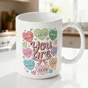 Alphynix 1 Mug Affirmation Quotidienne, 33cl céramique "Tu Es" avec cœurs colorés FORT, COURAGEUX, ASSEZ, AIMÉ, cadeau réconfortant parfait,Le cadeau de la saint-valentin, cadeau d’anniversaire image 1