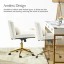 HULALA HOME Vanity Chair with wheels Criss Cross Legged Armless Adjustable Height Velvet Swivel Chair for Home Office Bedroom, Tan image 1
