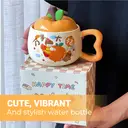 Everything goes well 400ml/13.5oz Chinese-style household simple and lovely ceramic cups with orange lids image 4