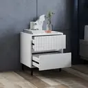 HOMCOM Bedside Table Modern Ridged 2 Drawers White/Black image 8