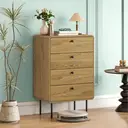 HOMCOM Modern Chest of Drawers with 4 Drawers, Dresser with Wood Handles and Steel Legs for Bedroom, Living Room, Entryway, 60W x 39D x 91.5H cm, Oak image 7