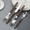 Fangyuan Set de 4 couverts en acier inoxydable compatible lave-vaisselle - Manche en bois image 6