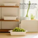 Dafuceramic Casserole Dishes for Oven, Baking Dishes, Ceramic Bakeware Sets of 4, Rectangular Baking Pan Set with Handles for Baking, Casserole, Kitchen, Wedding Gift,White image 5