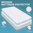 LeBonsoir Waterproof Mattress Protector， Breathable Mattress Topper， Non Slip with 4 Corner Elastics， Stain Protection， Washable， Water Proof，Crinkle-Free Mattress Topper， Breathable 80% Cotton， 20% Polyester and TPU Film Incontinence Underlay，White， 140 x 200cm image 5