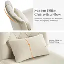 HULALA HOME Vanity Chair with wheels Criss Cross Legged Armless Adjustable Height Velvet Swivel Chair for Home Office Bedroom, Ivory image 4