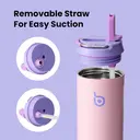 Bottle Bottle Stainless Steel Insulated Sports Water Bottle 700ml with Straw, Lid, and Handle (Peach) image 3