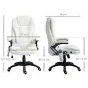 Vinsetto Massage Office Chair with Lumbar Heating, Boucle Fabric Executive Computer Desk Chair with High and Reclining Back, Tilt Function, Adjustable Height, Padded Armrests, White image 2
