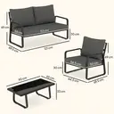 Outsunny 4 Piece Garden Furniture Set, Outdoor Sofa Set with Loveseat, 2 Armchairs, Coffee Table and Cushions, Patio Furniture Conversation Set for Poolside Porch, Black image 2