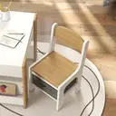 HOMCOM 3 Piece Kids Table and Chair Set, 3 in 1 Design Kids Desk and Chair Set with Blackboard, Storage, Bookshelves, for Nursery, Playroom, Classroom - Natural Wood image 5