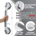 TAILI Shower Grab Bar Glow in The Dark, 2 Pack 16.8 in Grab Bars for Bathtubs and Showers,Shower Handles Shower Rails for Seniors and Elderly,Bathroom Safety Grip Removable No Drilling Waterproof Grey image 1