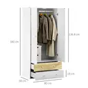 HOMCOM 2-Door Wardrobe with 2 Drawers, Modern Tall Wardrobe with anging Rod and Anti-tipping Straps for Bedroom, White image 2