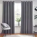 Furn Eyelet Curtains Dawn Blackout Charcoal W:168xL:183cm image 2