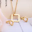 18K PVD Gold Plated Stainless Steel Square Jewelry Set, Geometric Necklace and Earrings image 5