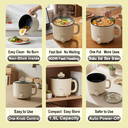 IAGREEA Portable Electric Cooker 1.6L Ramen Cooker Ramen Noodle Cooker - Dual Power Mini Ramen Maker Multi-Functional Lazy Pot, Non-Stick Noodle Cooker with Boil Dry Protection for Pasta Noodles Egg Soup, Compact for Dorm Office (Beige) image 3