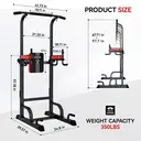 Pooboo C966S Power Tower Dip Station Pull Up Bar for Fitness Home Gym Workout,Multi-Function Adjustable Height Fitness Strength Training Exercise Equipment image 5