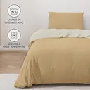 MENDALE Housse de couette  - Ensemble de literie de qualité supérieure - Housse de couette 140*200 cm avec taie d'oreiller 65*65 cm - Microfibre douce brossée - Blanc cassé et kaki image 1