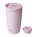 Bottle Bottle Insulated Travel Mug 350ml Stainless Steel Office Coffee Cup with Push Button Lid Keeps Cold and Hot for 8 Hours (Pink) image 0