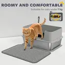 PawHut Stainless Steel Litter Box, High Sided Cat Litter Tray with Metal Scoop, Mat, Never Absorbs Odors, Anti Leakage & Easy to Clean, Pet Toilet for Big Cats, Grey image 6
