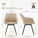 CLIPOP Faux Leather Dining Chairs, Set of 2, 360 °Swivel Upholstered Kitchen Chairs Armchair with Backrest and Metal Legs for Home Office Bedroom Living Room Lounge 0588 cream 54.5*60*84 cm image 7