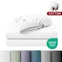 LeBonsoir Drap-housse 135 x 190 cm, hauteur de poche 30 cm, 100 % coton, bords élastiques anti-effilochage - Blanc image 0