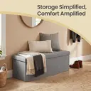 Ochama x SONGMICS Storage Chest, Storage Ottoman Bench, 38 x 110 x 38 cm, for Living Room, Bedroom, Entryway, Light Grey image 6