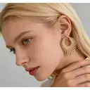 VoxorAI European and American style gold sunflower earrings, stud earrings, all seasons image 4