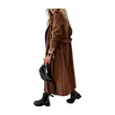 Women's Classic Coat Lapel Collar Open Front Belted Long Jacket (brown, S) image 2