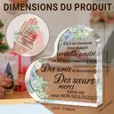 Alphynix 1 pc Plaque Cœur French Sisterhood, "Merci d'être ma sœur non biologique" Cadeau en cristal avec fleurs succulentes peintes à la main, Souvenir d'amitié spirituelle pour sœur d'âme image 3