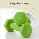 ochamaxsongmics  Neoprene Dumbbells Set - 2 x 1 kg, 2 x 2 kg, 2 x 3 kg, for Workout, with Stand Lime, Teal, and Light Grey  image 7
