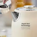 Swan Retro Revive Jug Kettle, 1.7L, Rapid Boil, Easy Pour, 3KW, Vintage, Coated Stainless Steel, Cream with Chrome Accents - SK19025C image 2