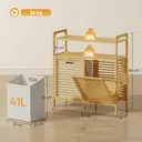 HOMCOM Bamboo Double Tilt Out Laundry Hamper Cabinet, 82L Laundry Basket, Freestanding Bathroom Storage Unit with 2 Removable Bags and 2-Tier Storage Shelves for Washroom, Natural Wood Finish image 2