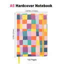 Jubiluu Carnet A5 à couverture rigide texturée, à lignes - 96 feuilles (papier offset 100 g/m²) - Marque-page et bande élastique - Carnet à lignes crème classique pour l'écriture, l'école et le bureau - Patch de couleur image 2