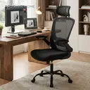 Ochama x SONGMICS Chaise de Bureau en Maille, Chaise Ergonomique Pivotante avec Soutien Lombaire, Appui-Tête, Accoudoirs Relevables, Noir image 3